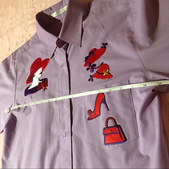 Rare 1990’s Foxcroft lavender button down, size 6 - Picture 5 of 8